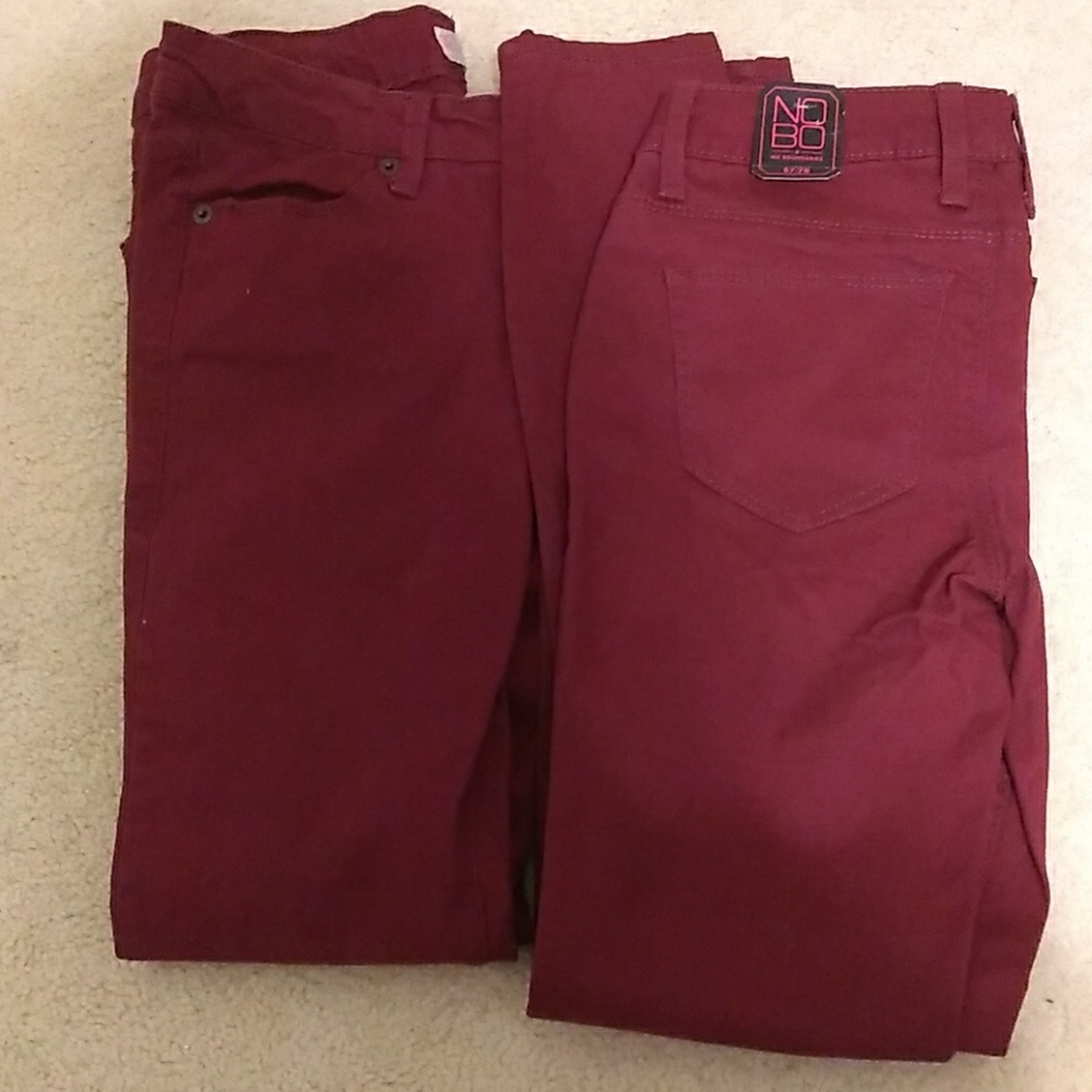 No Boundaries two pair lot of burgundy dress pants